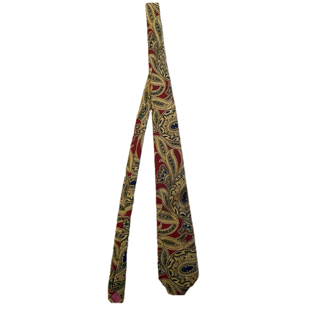 Vintage Liberty of London 100% Silk Paisley Tie Red Gold Green